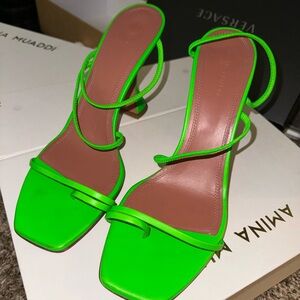 Amina Muaddi Neon Green Strappy Sandals size 41 .. worn once